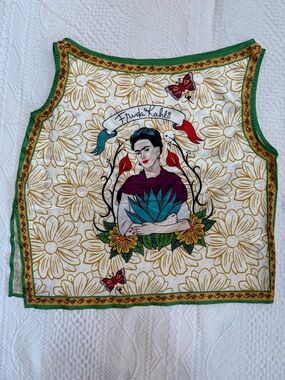 Frida Kahlo Sleeveless Blouse Side Slits Women’s Size Large L